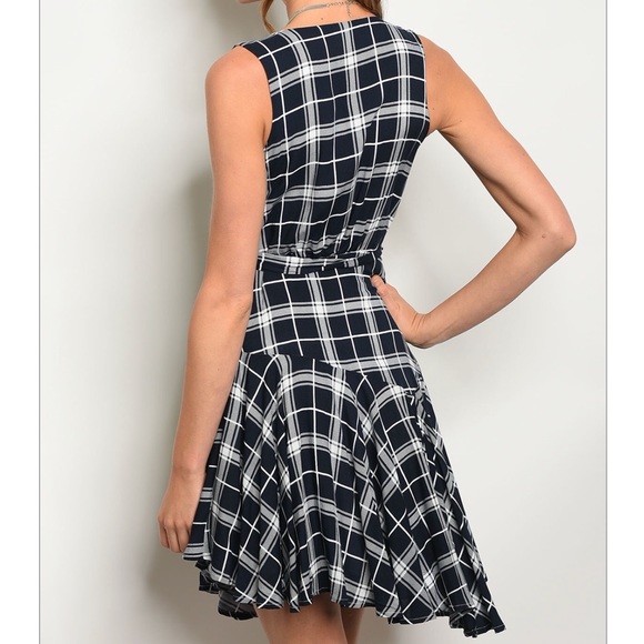 LAST Navy & White Plaid Dress 06023 - Picture 3 of 4